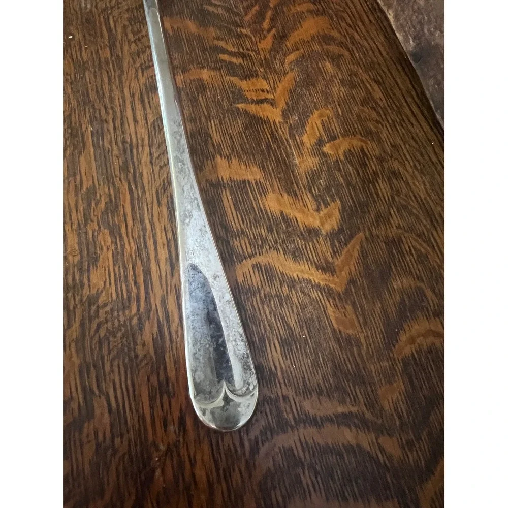 Leonard Silverplate Ladle VTG  Italy Fiddle Handle Pot Hook Serving Spoon 12in